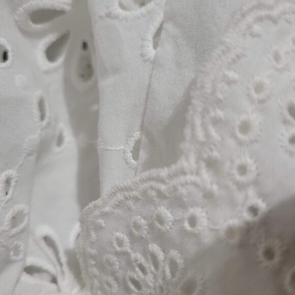Veronica Beard Gale Blouse White Floral Eyelet Cotton Top Lattice Scallop Size 2 - Picture 12 of 16